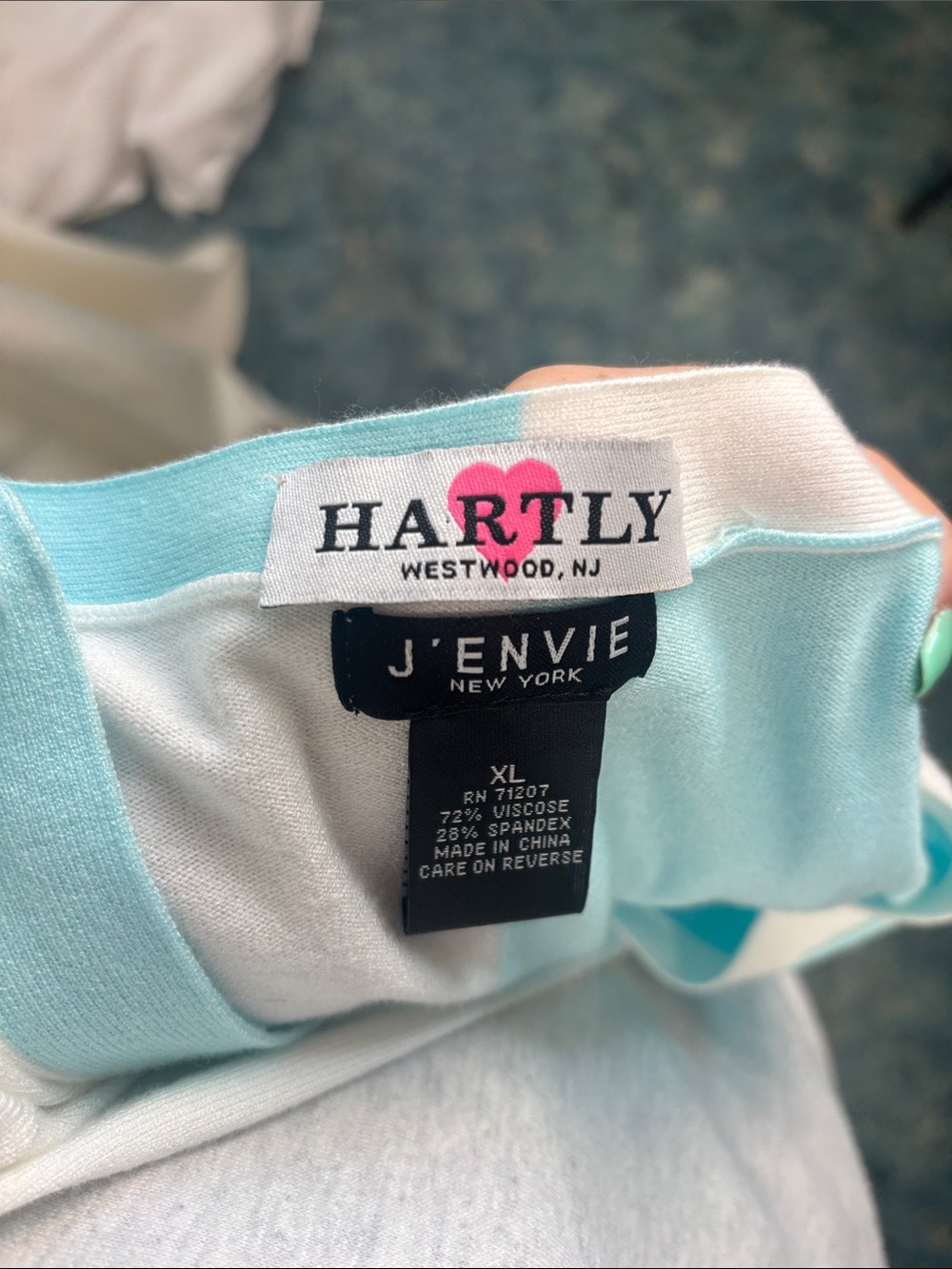 J'ENVIE AQUA WHITE V NECK TUNIC TOP - Picture 4 of 5